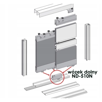 Wózek dolny do drzwi przesuwnych szafy Bimak ND 510N kółko rolka meblowa