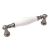 UCHWYT Meblowy FLORA Ceramiczny 112x18 Stara Stal Biały L-96 mm