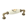 UCHWYT Meblowy DECORA Ceramiczny 112x22 Zdobiony Stary Mosiądz Kwiaty L-96
