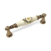 UCHWYT Meblowy FLORA Ceramiczny 112x18 Zdobiony Stary Mosiądz Kwiaty L-96