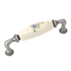UCHWYT Meblowy DECORA Ceramiczny 146x24 Zdobiony Stare Srebro Kwiaty L-128