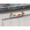 UCHWYT Meblowy DECORA Ceramiczny 112x22 Zdobiony Stary Mosiądz Kwiaty L-96