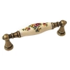 UCHWYT Meblowy FLORA Ceramiczny 112x18 Zdobiony Stary Mosiądz Kwiaty L-96