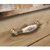 UCHWYT Meblowy FLORA Ceramiczny 112x18 Zdobiony Stary Mosiądz Kwiaty L-96