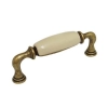 UCHWYT Meblowy DECORA Ceramiczny 112x22 Retro Stary Mosiądz Kremowy L-96