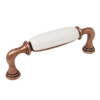UCHWYT Meblowy DECORA Ceramiczny 112x22 Rączka Stara Miedź Biały L-96 mm