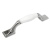 UCHWYT Meblowy NORA CERAMICZNY 142x21 Retro Klasyczny CHROM Biały L-96 mm