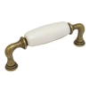 UCHWYT Meblowy DECORA Ceramiczny 112x22 Rączka Stary Mosiądz Biały L-96 mm