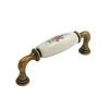 UCHWYT Meblowy DECORA Ceramiczny 112x22 Zdobiony Stary Mosiądz Kwiaty L-96