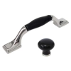 UCHWYT Meblowy NORA CERAMICZNY 142x21 Retro Klasyczny CHROM Czarny L-96 mm