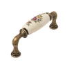 UCHWYT Meblowy DECORA Ceramiczny 112x22 Zdobiony Stary Mosiądz Kwiaty L-96