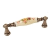 UCHWYT Meblowy FLORA Ceramiczny 112x18 Zdobiony Stary Mosiądz Kwiaty L-96