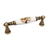 UCHWYT Meblowy FLORA Ceramiczny 112x18 Zdobiony Stary Mosiądz Kwiaty L-96