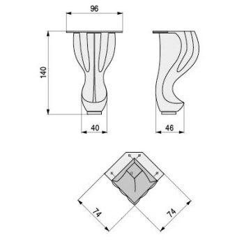 NÓŻKA Meblowa 140 mm Metalowa do Szafki Sofy Mebli Retro Antyk MOSIĄDZ