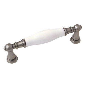 UCHWYT Meblowy FLORA Ceramiczny 112x18 Stara Stal Biały L-96 mm