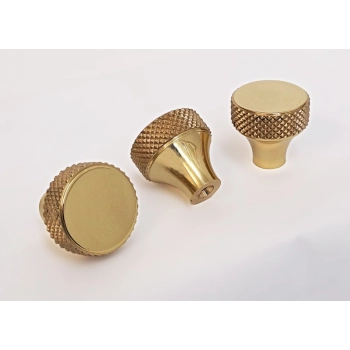 GAŁKA Meblowa 25 mm MOSIĄDZ Rączka Olivea Uchwyt Radełkowany ZŁOTY Połysk