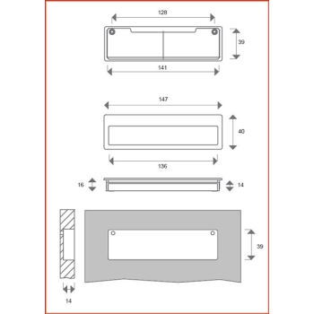 UCHWYT Meblowy 147x43 Wpuszczany DURA Rączka Loft Industrialny SZARY L-128