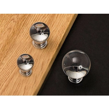 GAŁKA Meblowa Kula Przezroczysta 30 mm Szkło Kryształ Murano CHROM Połysk