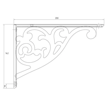 WSPORNIK Półki Uchwyt Podpórka NEOCLASSICO 200x142 mm 50kg PODRAPANE ŻELAZO