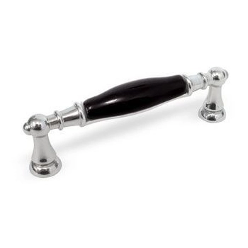 UCHWYT Meblowy FLORA Ceramiczny 112x18 Klasyczny CHROM Połysk Czarny L-96