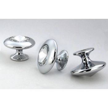 GAŁKA Meblowa fi 30 mm DIONISO Włoska Ozdobna SZKŁO Kryształowe CHROM