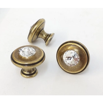 GAŁKA Meblowa 30 mm LUCCIO Szkło Kryształ Retro Vintage Antyk STARE ZŁOTO