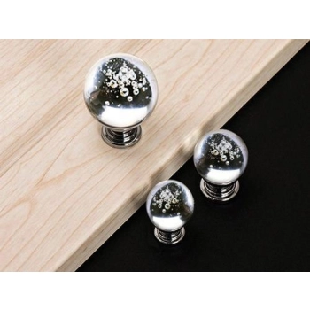 GAŁKA Meblowa Kula 20 mm Szkło Kryształ Murano MOSIĄDZ CHROM Efekt Bąbelki