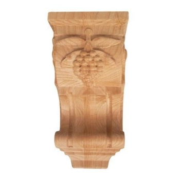 Kapitel Drewniany z Motywem Winogron 125x125x250mm Pilaster Bukowy Rzeźba