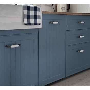 UCHWYT Meblowy DECORA Ceramiczny 146x24 Klasyczny Stara Stal Biały L-128