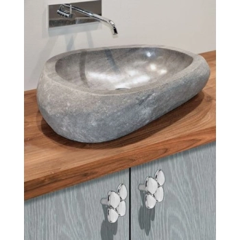 GAŁKA Meblowa 54x49 STONE Vintage Uchwyt Dekoracyjny Kamienie CHROM Połysk