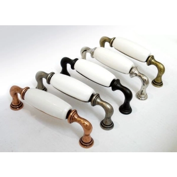 UCHWYT Meblowy DECORA Ceramiczny 112x22 Rączka Stara Miedź Biały L-96 mm