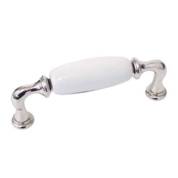 UCHWYT Meblowy DECORA Ceramiczny 112x22 Rączka Nikiel Połysk Biały L-96 mm