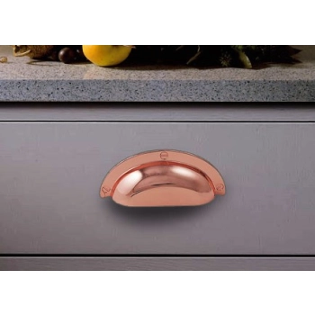 UCHWYT Meblowy MUSZELKA Duża 95x38 Rączka MIEDŹ Połysk L-64 mm