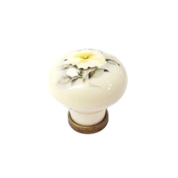 GAŁKA Meblowa Ceramiczna 30 mm MARCO Rączka Uchwyt Stary Mosiądz + Kwiaty