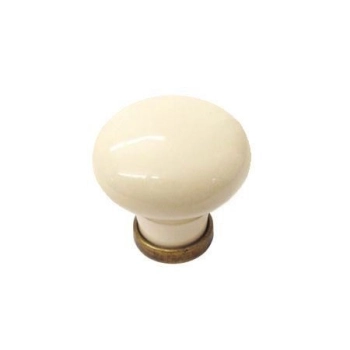 GAŁKA Meblowa Ceramiczna 30 mm MARCO Rączka Uchwyt Stary Mosiądz + Kremowy