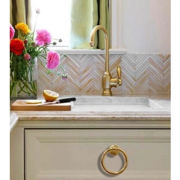 UCHWYT Meblowy Kołatka GILDO Retro Antyczny Vintage ZŁOTY Polerowany 51 mm