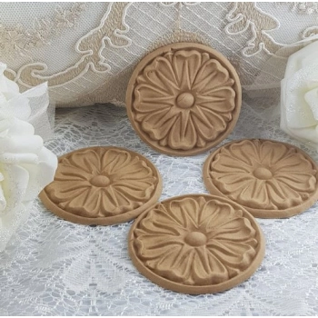 DEKOR 65 mm Okrągła Rozeta Ornament Ozdobny Dekoracyjny z Pyłu Drzewnego