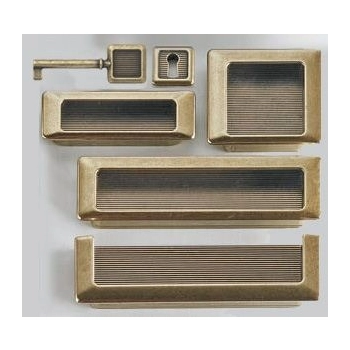 UCHWYT Meblowy 68x60 mm Wpuszczany NOVECENTO Kwadratowy Stary Mosiądz