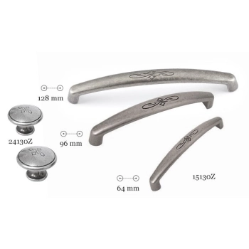 UCHWYT Meblowy FLORIO 138x14 Rączka Retro Klasyczny Stara Stal L-128 mm