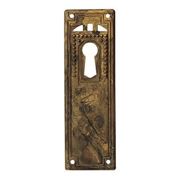 SZYLD Meblowy 27x85 PIGATO na Klucz Zamków Meblowych Retro MOSIĄDZ Patyna