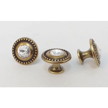 GAŁKA Meblowa 30 mm SPLENDO Uchwyt Retro Vintage Szkło Kryształ STARE ZŁOTO