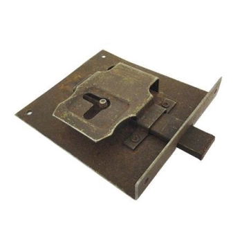 ZAMEK Meblowy na Klucz 70 mm Pół Wpuszczany Stare Żelazo Retro Antyk LEWY