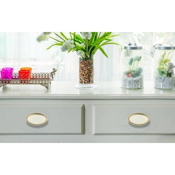 GAŁKA Meblowa Ceramiczna 58x32 GRACE Retro Rączka Uchwyt Stare Złoto Jasny