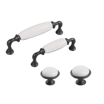 GAŁKA Meblowa Ceramiczna 40 mm BRANDO Rączka Uchwyt Ciemny GRAFIT + BIAŁY