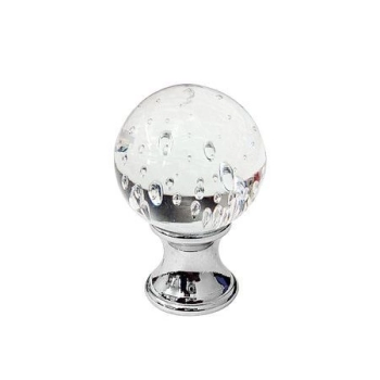 GAŁKA Meblowa Kula 25 mm Szkło Kryształ Murano MOSIĄDZ CHROM Efekt Bąbelki