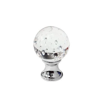 GAŁKA Meblowa Kula 20 mm Szkło Kryształ Murano MOSIĄDZ CHROM Efekt Bąbelki