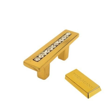 UCHWYT Meblowy 63x15 mm ESEDRA Designerski SZKŁO Kryształowe L-32 ZŁOTY