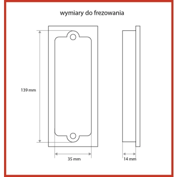 UCHWYT Meblowy 143x40 Wpuszczany NOVECENTO Prostokątny Chrom Połysk