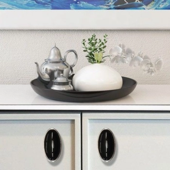 GAŁKA Meblowa Ceramiczna 58x32 GRACE Retro Rączka Uchwyt Nikiel + Czarny