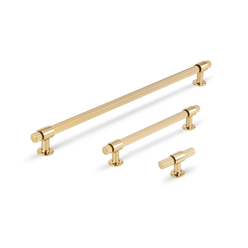 UCHWYT Meblowy 60x36 mm T-BAR Rączka Gałka Ritmo Art Deco Ryflowana ZŁOTY